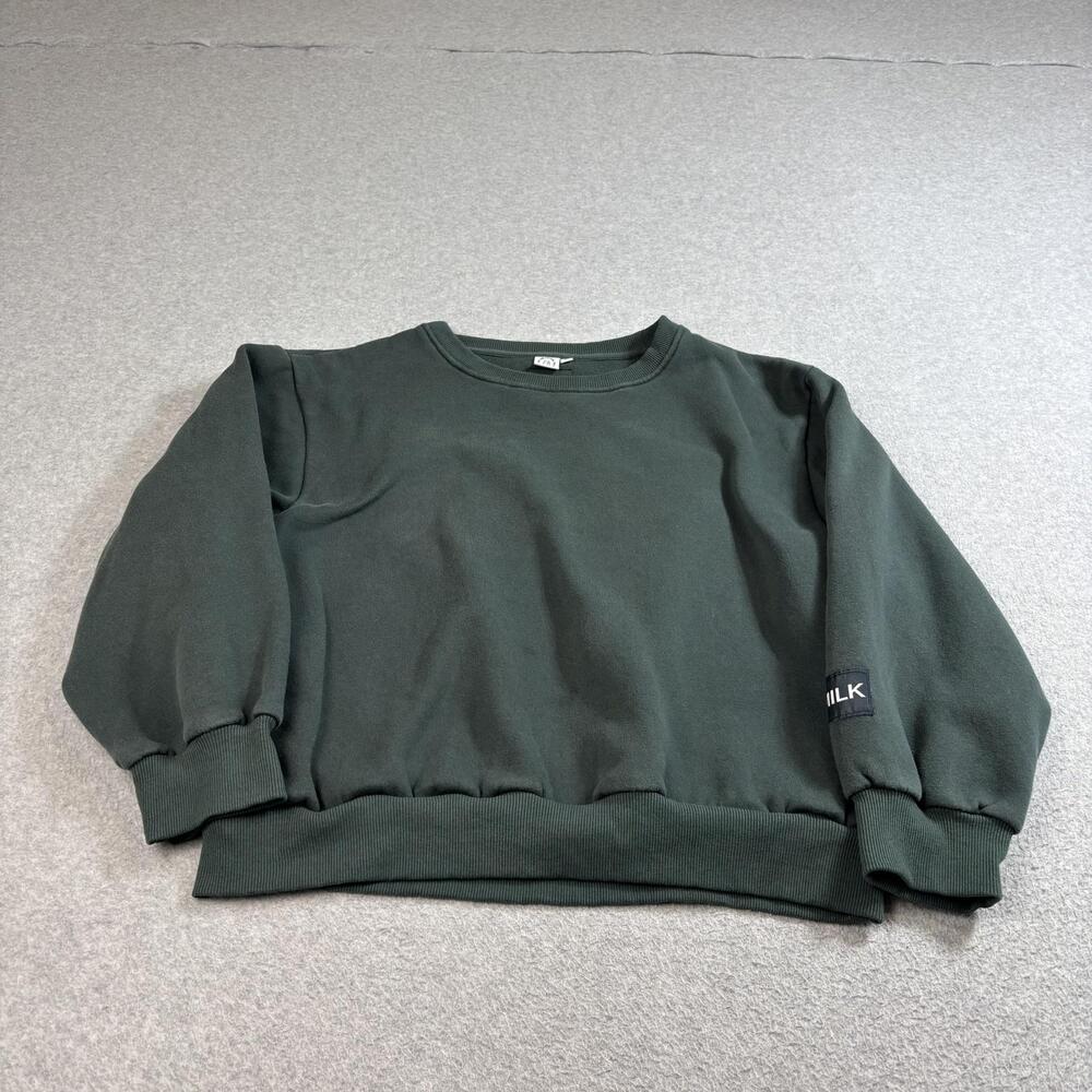 Milkstain Sweatshirt Womens Large Green Pullover Fleece Comfortable Athleisure